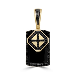 1/2 CT. T.W. Black Diamond Dog Tag Necklace Charm in 10K Gold