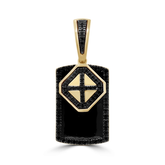 1/2 CT. T.w. Black Diamond Dog Tag Necklace Charm in 10K Gold