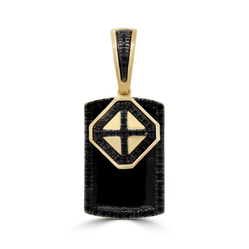 Main Image 1 of 1/2 CT. T.W. Black Diamond Dog Tag Necklace Charm in 10K Gold