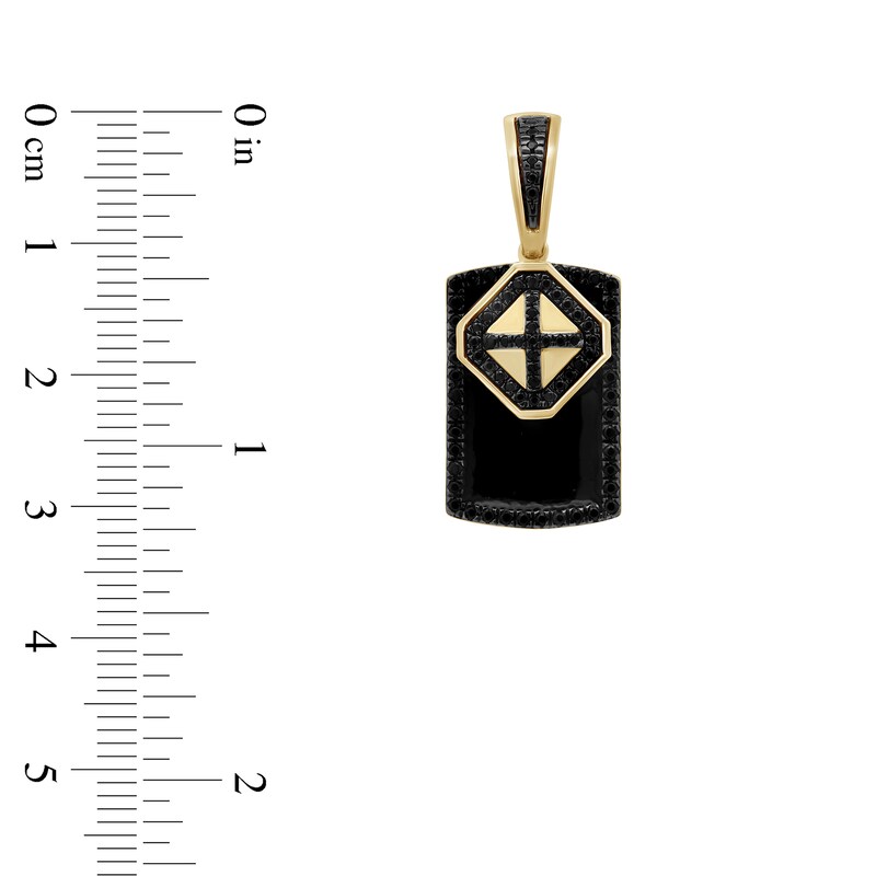 Main Image 2 of 1/2 CT. T.W. Black Diamond Dog Tag Necklace Charm in 10K Gold
