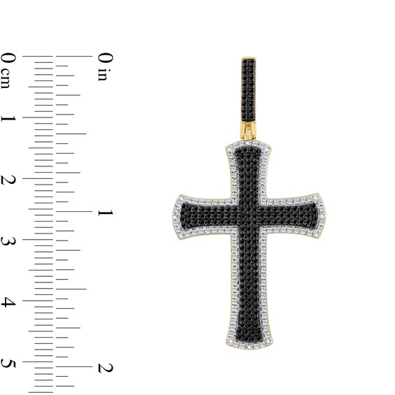 3/4 CT. T.w. Black and White Diamond Cross Necklace Charm in 10K Gold