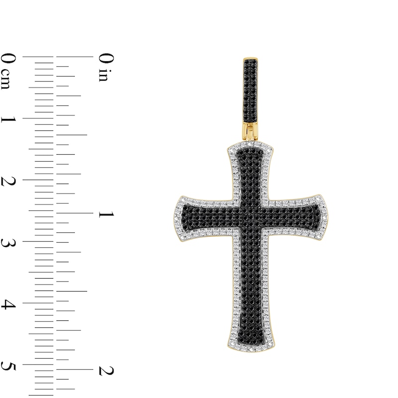 Main Image 2 of 3/4 CT. T.W. Black and White Diamond Cross Necklace Charm in 10K Gold