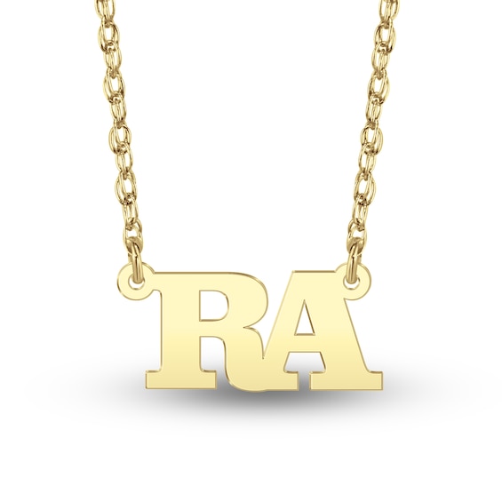 Uppercase Block Double Initial Necklace (2 Initials)