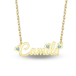 Birthstone Cursive Name Necklace (1 Stone and Line)