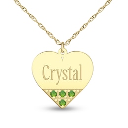 Birthstone Engravable Heart Pendant (1 Stone and Line)