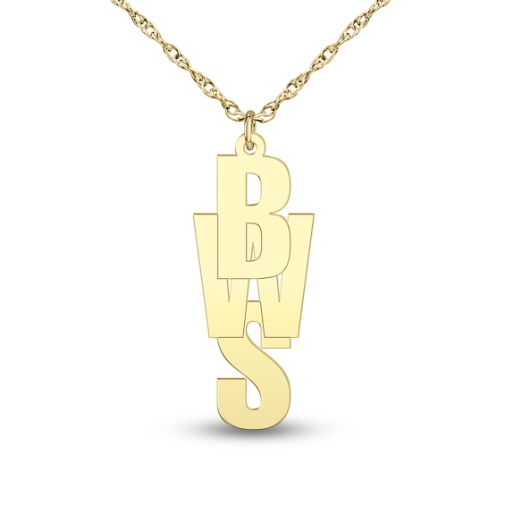 Stacked Initial Drop Pendant (3 Initials)
