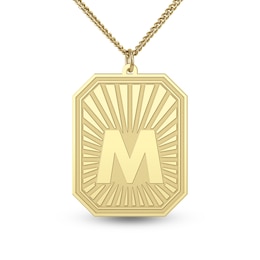 Engravable Initial Sunburst Octagon Pendant (1 Initial) - 22"