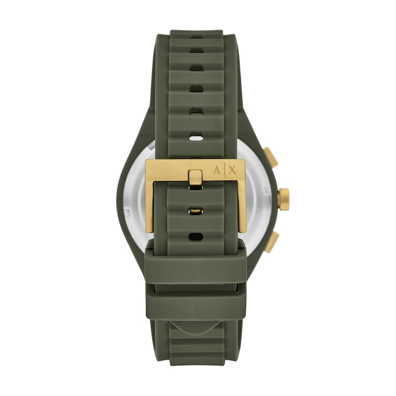 Main Image 2 of Men's Armani Exchange Green Silicone Strap Chronograph Watch with Olive Green Dial (Model: AX4169)