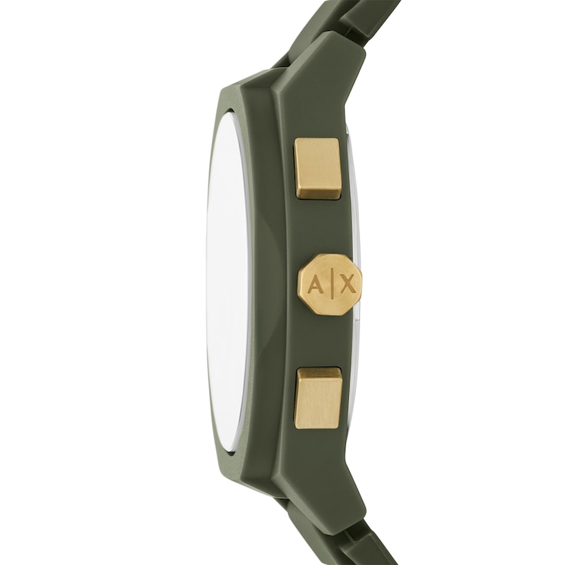 Main Image 3 of Men's Armani Exchange Green Silicone Strap Chronograph Watch with Olive Green Dial (Model: AX4169)