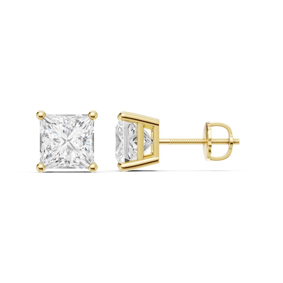 4 CT. T.w. Princess-Cut Certified Lab-Grown Diamond Solitaire Stud Earrings in 14K Gold (F/Vs2)