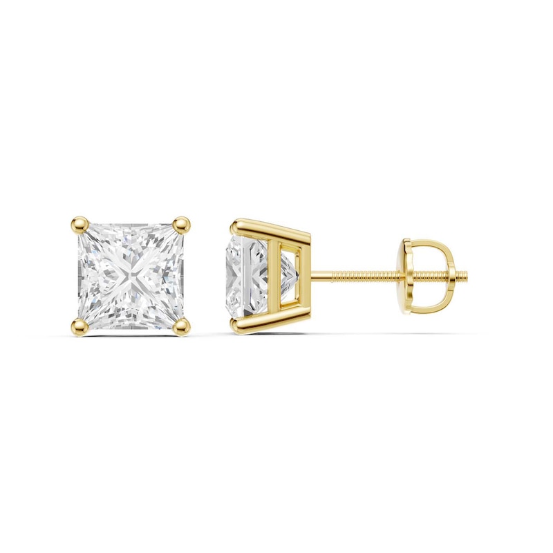 Main Image 1 of 4 CT. T.W. Princess-Cut Certified Lab-Grown Diamond Solitaire Stud Earrings in 14K Gold (F/VS2)