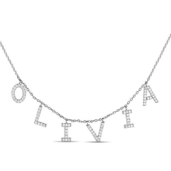 1/15 CT. T.w. Diamond Uppercase Letter Charm Name Necklace (1 Line)