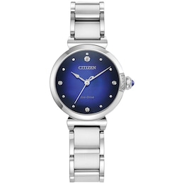 Ladies' Citizen Eco-Drive® L Mae Diamond Accent Watch with Blue Sunray Dial (Model: EM1060-87L)