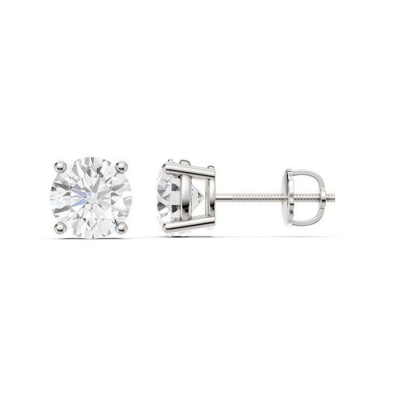 Main Image 1 of 3 CT. T.W. Certified Lab-Grown Diamond Solitaire Stud Earrings in 14K White Gold (F/VS2)