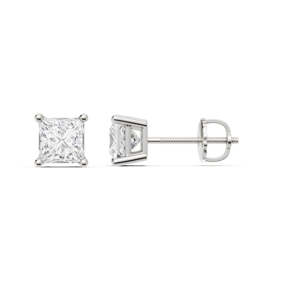 2 CT. T.w. Princess-Cut Certified Lab-Grown Diamond Solitaire Stud Earrings in 14K White Gold (F/Vs2)