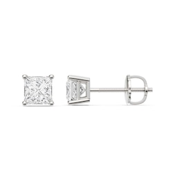 1-1/2 CT. T.W. Princess-Cut Certified Lab-Grown Diamond Solitaire Stud Earrings in 14K White Gold (F/VS2)