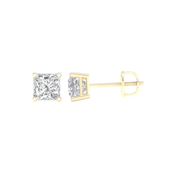 1-1/2 CT. T.w. Princess-Cut Certified Lab-Grown Diamond Solitaire Stud Earrings in 14K Gold (F/Vs2)