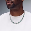 Thumbnail Image 2 of Step-Cut Malachite Baguette and Curb Chain Station Necklace in Hollow Sterling Silver - 20”