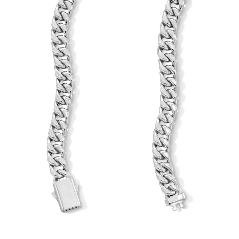 Main Image 3 of Step-Cut Malachite Baguette and Curb Chain Station Necklace in Hollow Sterling Silver - 20”