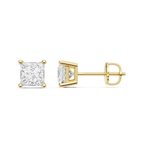 2 CT. T.w. Princess-Cut Certified Lab-Grown Diamond Solitaire Stud Earrings in 14K Gold (F/Vs2)