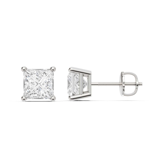 3 CT. T.w. Princess-Cut Certified Lab-Grown Diamond Solitaire Stud Earrings in 14K White Gold (F/Vs2)
