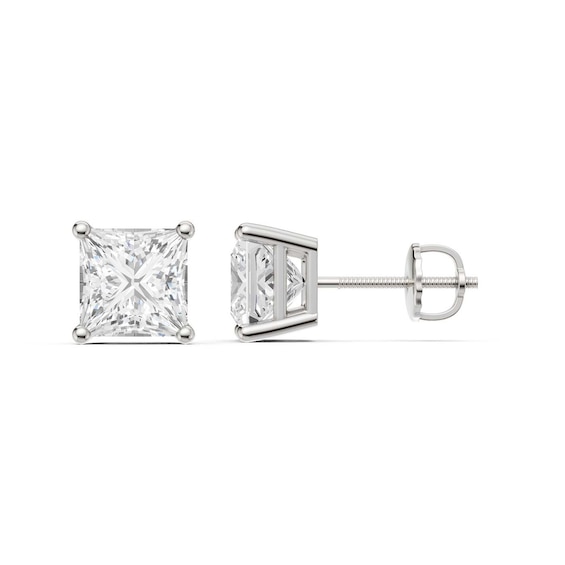 4 CT. T.w. Princess-Cut Certified Lab-Grown Diamond Solitaire Stud Earrings in 14K Gold (F/Vs2