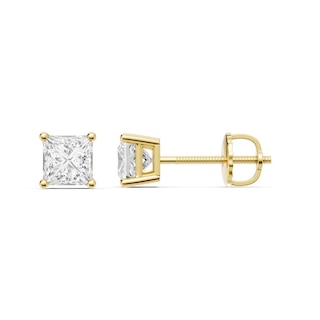 1 CT. T.W. Princess-Cut Certified Lab-Grown Diamond Solitaire Stud Earrings in 14K Gold (F/VS2)