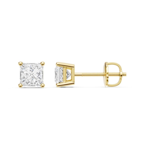 1 CT. T.w. Princess-Cut Certified Lab-Grown Diamond Solitaire Stud Earrings in 14K Gold (F/Vs2)