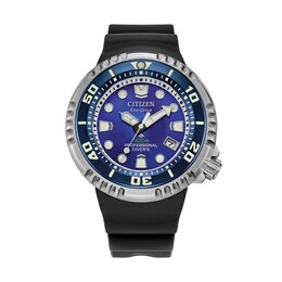 Men's Citizen Eco-Drive® Promaster Professional Diver Black Strap Watch with Blue Dial (Model: BN1025-08L)