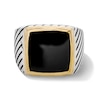 Thumbnail Image 1 of Cushion-Shaped Black Onyx Signet Ring in Sterling Silver and 14K Gold