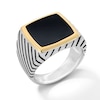 Thumbnail Image 3 of Cushion-Shaped Black Onyx Signet Ring in Sterling Silver and 14K Gold