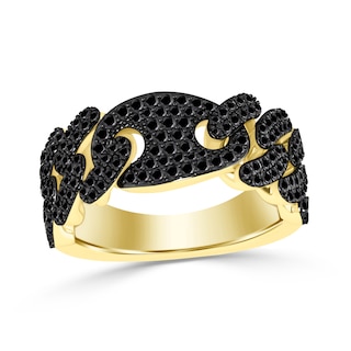 1 CT. T.W. Black Diamond Chain Link Ring in 10K Gold