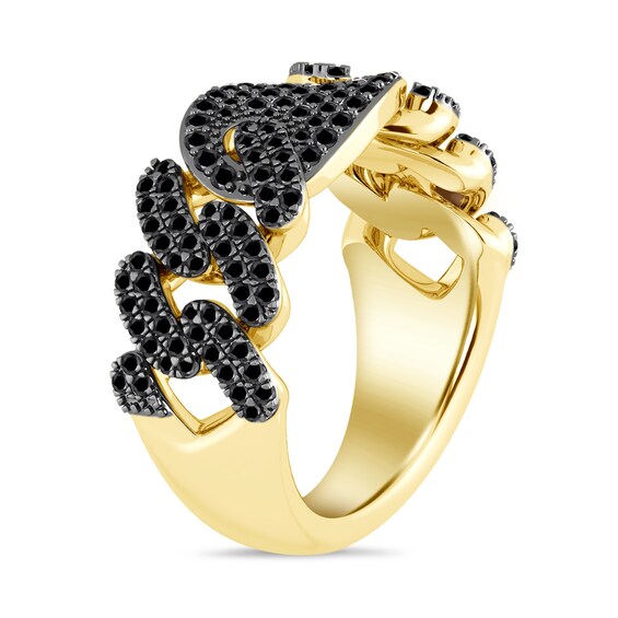 1 CT. T.w. Black Diamond Chain Link Ring in 10K Gold