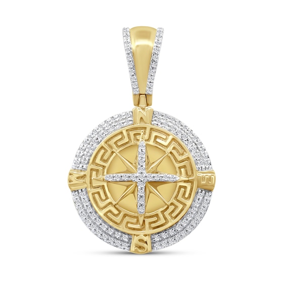 1/4 CT. T.w. Diamond Greek Key Compass Necklace Charm in 10K Gold