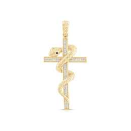 1/4 CT. T.W. Certified Lab-Grown Diamond Cross with Snake Necklace Charm in 10K Gold (F/VS2)