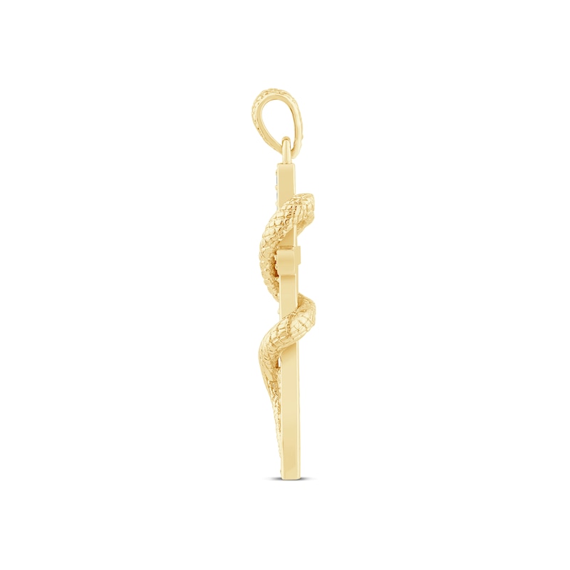 Main Image 3 of 1/4 CT. T.W. Certified Lab-Grown Diamond Cross with Snake Necklace Charm in 10K Gold (F/VS2)