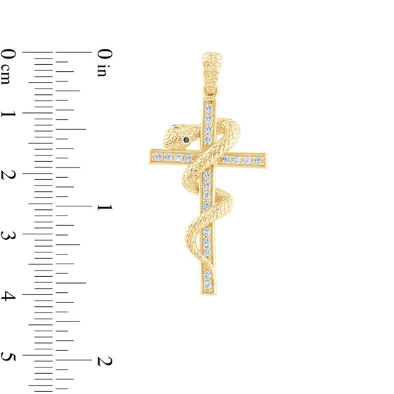 1/4 CT. T.w. Certified Lab-Grown Diamond Cross with Snake Necklace Charm in 10K Gold (F/Vs2)