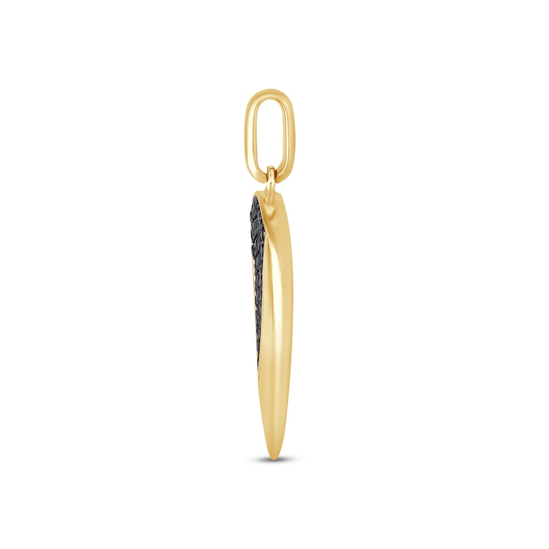 Main Image 3 of 3/8 CT. T.W. Black Diamond Trillion-Shaped Necklace Charm in 10K Gold