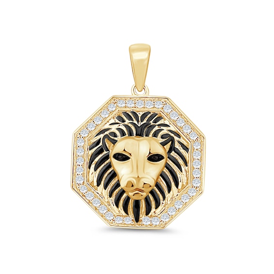 1/4 CT. T.w. Certified Lab-Grown Diamond Lion Necklace Charm in Sterling Silver with 24K Gold Vermeil (F/Vs2)
