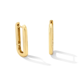 Paper Clip Link Huggie Hoop Earrings in Solid 10K Gold