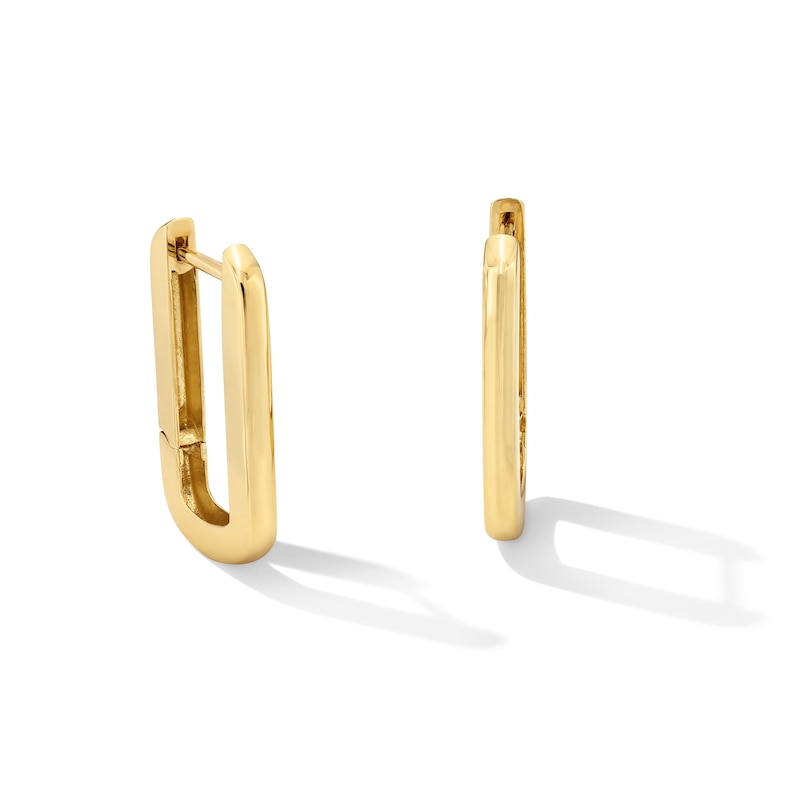 Main Image 1 of Paper Clip Link Huggie Hoop Earrings in Solid 10K Gold