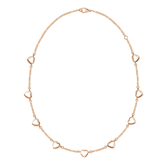 Family Heart-Shaped Gemstone Station Necklace (1-9 Stones) - 17"
