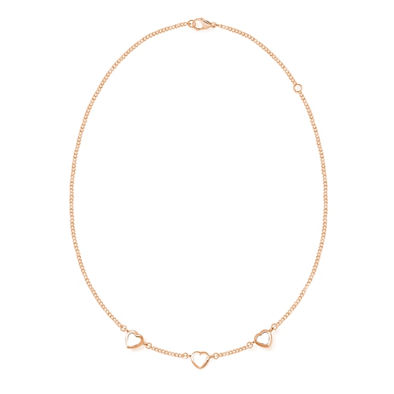 Family Heart-Shaped Gemstone Station Necklace (1-9 Stones) - 17"