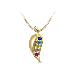 Family Heart-Shaped Gemstone Leaf Pendant (1-5 Stones) - 17”