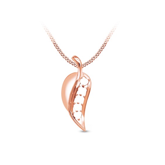 Family Heart-Shaped Gemstone Leaf Pendant (1-5 Stones) - 17â