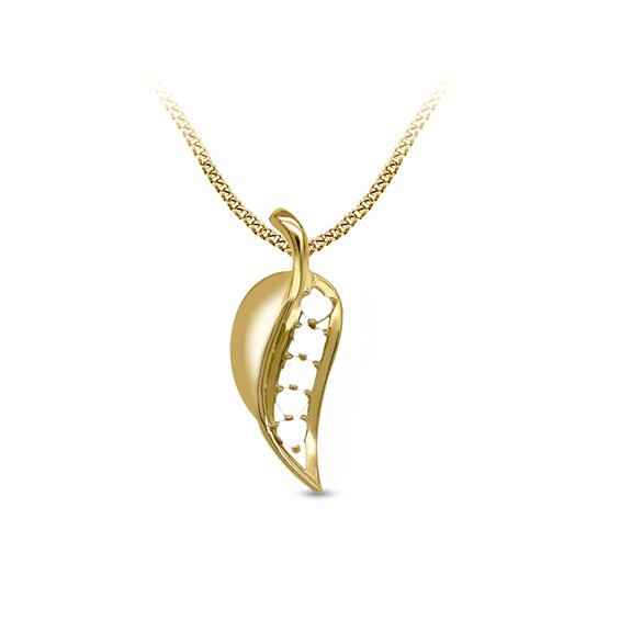 Family Heart-Shaped Gemstone Leaf Pendant (1-5 Stones) - 17â
