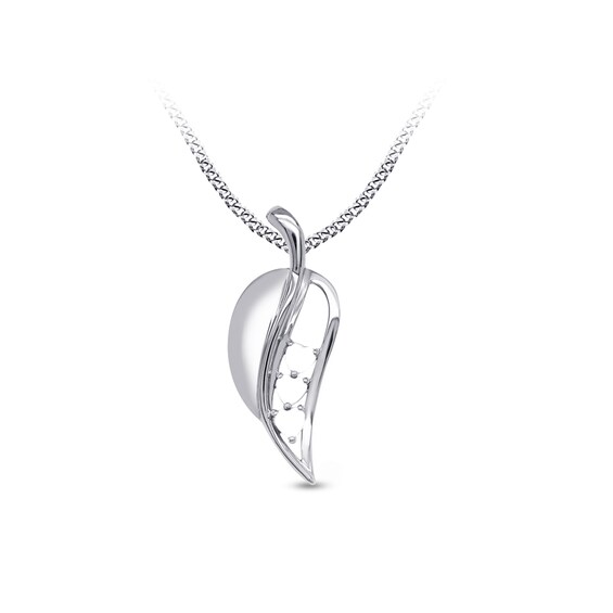 Family Heart-Shaped Gemstone Leaf Pendant (1-5 Stones) - 17â
