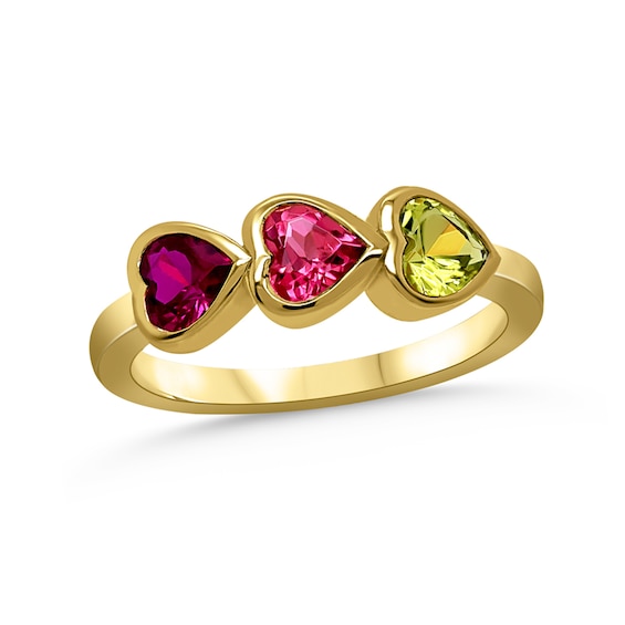 Family Nestled Heart-Shaped Gemstone Ring (1 to 7 Stones)