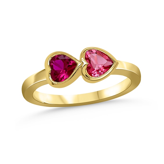 Family Nestled Heart-Shaped Gemstone Ring (1 to 7 Stones)