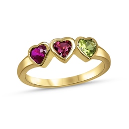 Family Bezel-Set Heart-Shaped Gemstone Ring (1 to 7 Stones)